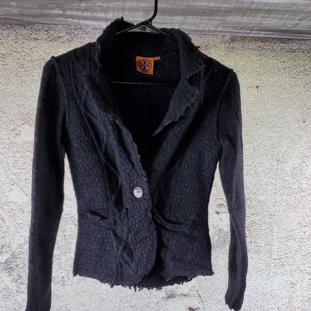 Tory Burch Black Textured Blazer